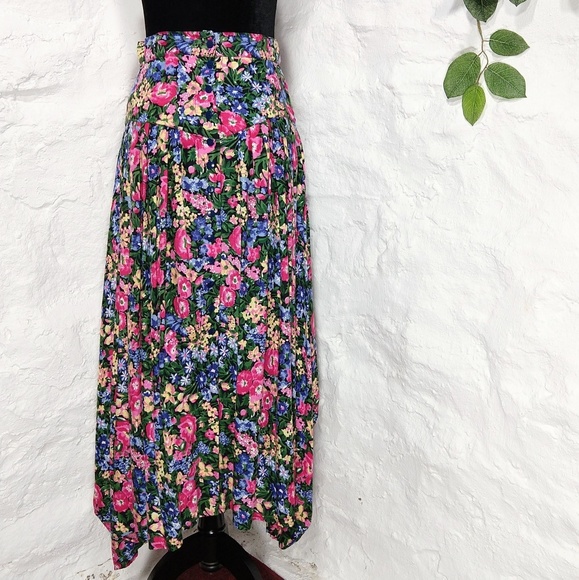 Vintage Dresses & Skirts - Vintage floral high waisted boho hippie skirt